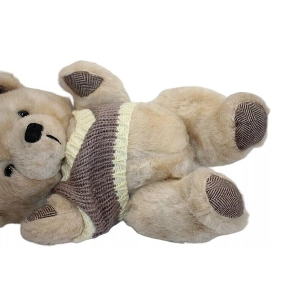 Vintage Plush Teddy Bear Knit Sweater 10" Jointed Soft Cuddly Tawain Toy - Picture 6 of 6